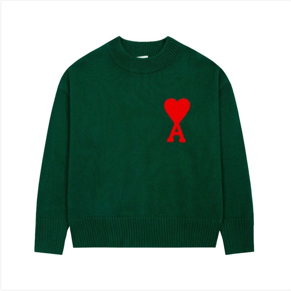 AMI Alexandre Mattiussi Green Oversize Ami De Coeur Sweater